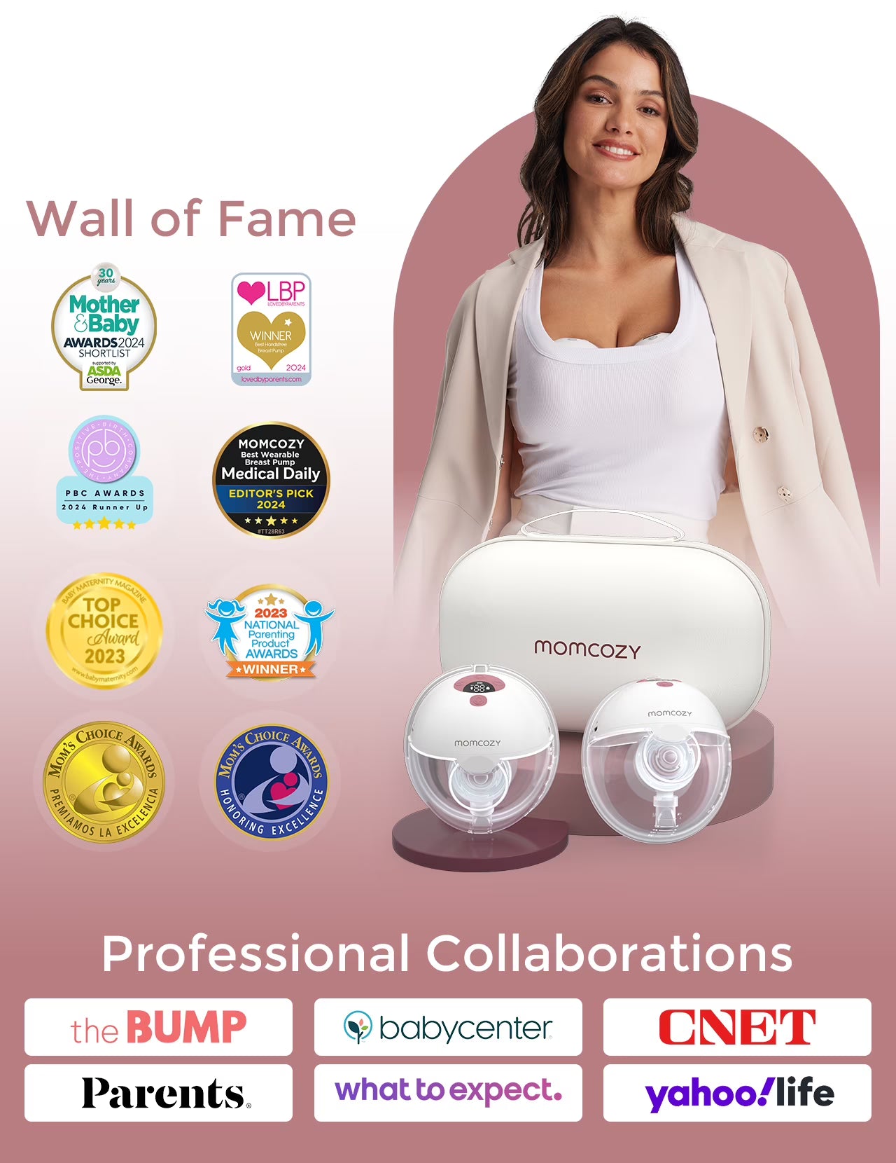 Momcozy M5 Portable Breast Pump Hands free, Wearable Breast Pump Red with Breast Pump Handbag, Red 1 Count