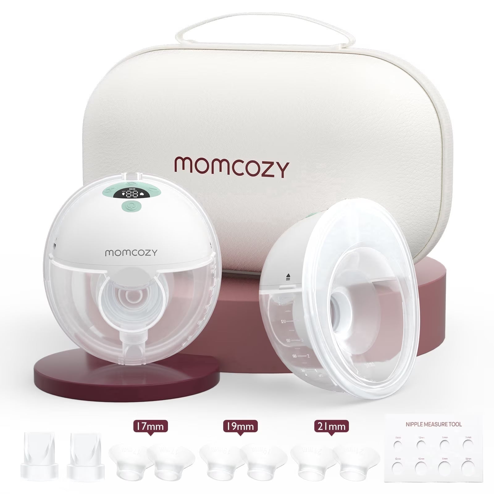 Momcozy M5 Portable Breast Pump Hands free, Wearable Breast Pump Red with Breast Pump Handbag, Red 1 Count